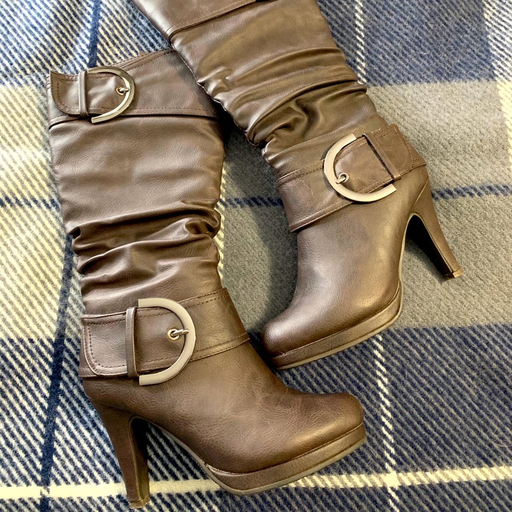 Brown mid-calf boots